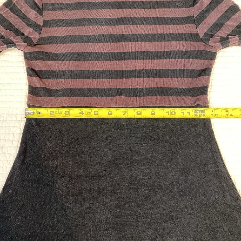 BCBG Maxazria Striped Mockneck Dress XS Emo Twee Black Jersey Knit Long Sleeve - Picture 13 of 14